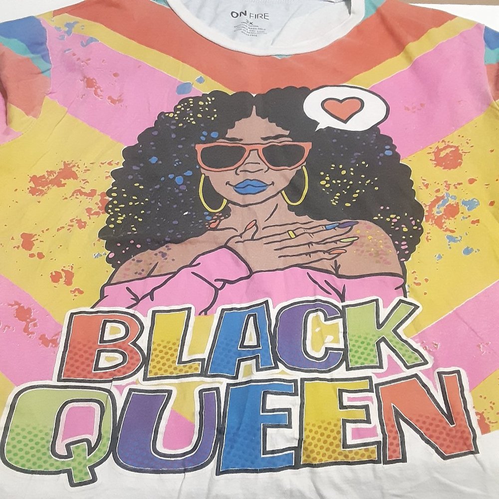 On Fire Women's Black Queen Long Sleeve Shirt in Size 3X